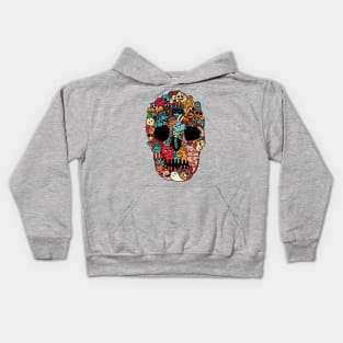 hand drawn skull doodle monster Kids Hoodie